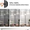 Dimmable Floor Lamp, 3 Lights Black Arc Floor Lamp, Modern Tall Standing Tree Lamp with Grey Linen Shades & Heavy Base, 3000LM LED Bulbs, Bright Lighting for Living Room, Bedroom, Office & Reading