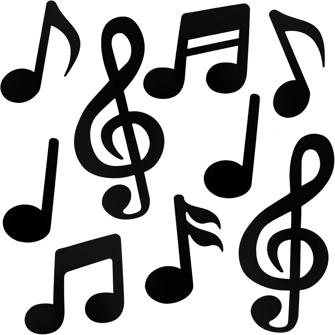 Vuzvuv 60 Pcs Music Notes Cutouts for Party Music Wall Decor,Double-Side Musical Notes Paper Cut Out for Disco Party Decorations for School Bulletin Board Craft Wall Decor (Black)