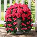 Faux Geraniums Artificial Flowers for Outdoors Summer Porch Outside Decor, 2PCS Hotpink Silk Geraniums Vines Fake Hanging Plants UV Resistant Look Real for Outdoor Planters Patio Garden Balcony Home