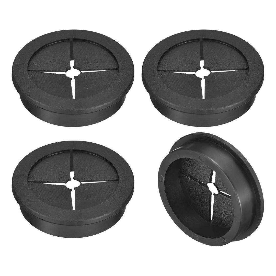 uxcell 4 Pcs Cable Cord Grommet, 1-3/4 Inch (45mm) Desk Grommet Flexible Rubber Grommets Wire Hole Cover Pass Through for Office Computer Desk Wire Organizer, Black