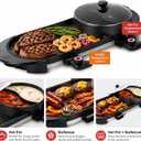 SEAAN Hot Pot with Grill, Korean BBQ Grill Indoor Hotpot Pot Electric Combo, Shabu Shabu Pot with Divider KBBQ Grill Smokeless Non-stick Separate Dual Temperature Control, for 2-12 People, 110V