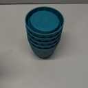 4 inch Small Plastic Nursery Pots, 5 Pack Water Ripples Flower Pots for Indoor Plants, Plant Pots with Drainage Holes and Saucers, Seedling Starter Planters for House Plants, Blue Green