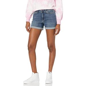 Amazon Essentials Women's Mid-Rise Slim Fit 4" Denim Shorts, 4