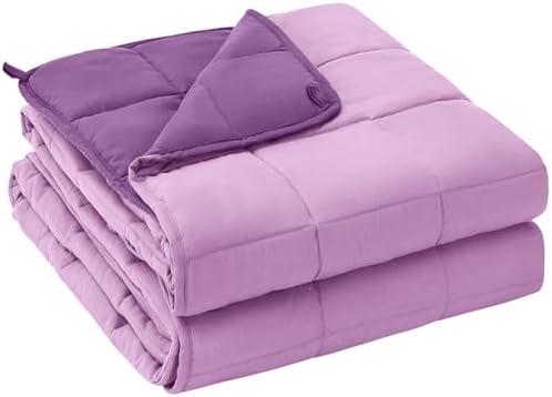 yescool Weighted Blanket for Adults (20 lbs, 60” x 80”, Purple) Cooling Heavy Blanket for Sleeping Perfect for 190-210 lbs, Queen Size Breathable Blanket with Premium Glass Bead, Machine Washable