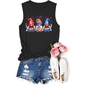 4th of July Shirt for Women American Flag Shirts Memorial Day Gift Casual Short Sleeve Tee Tops (Medium, Grey5)