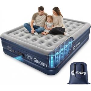 Sekey Queen Air Mattress with Built-in Pump, 18" Raised Blow Up Bed