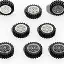Large Size Wheels and Tires Building Kit, 30mm Diameter Wheels and 43mm Diameter Tire, Compatible with Lego Wheels and Axles, 16 Pcs Car Parts Bulk Bricks Education Construction Toys