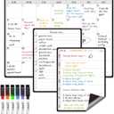 JJPRO Magnetic Monthly Calendar Whiteboard Set for Fridge-Monthly Planning Board and Two Bonus Dry Erase Grocery Board&Weekly Menu Board-Meal Planner Whiteboard/to-Do List-6 Markers