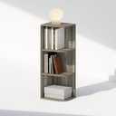 Furinno Reed Corner Shelf, 3-Tier Corner Bookshelf, Book Shelf, Corner Shelves, Storage Rack, for Organization and Storage, Home Office, Living Room, French Oak