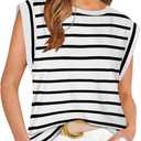 WIHOLL Cap Sleeve Tops for Women Summer Top Basic Tee Shirts Business Casual Tank Loose Fit 2026 Fashion (White, L)