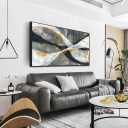 Ouzzlie Abstract Wall Decor Art Modern Canvas Picture Black White and Gold Wall Art for Bedroom Office Decoration 24" x 48