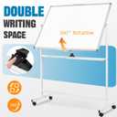 48" X 36" Large Rolling Whiteboard, 360°Rotation Magneitic White Board with Stand, Double Sides Whiteboard Easel on Wheels, Big Dry Erase Board for Office, School, Home
