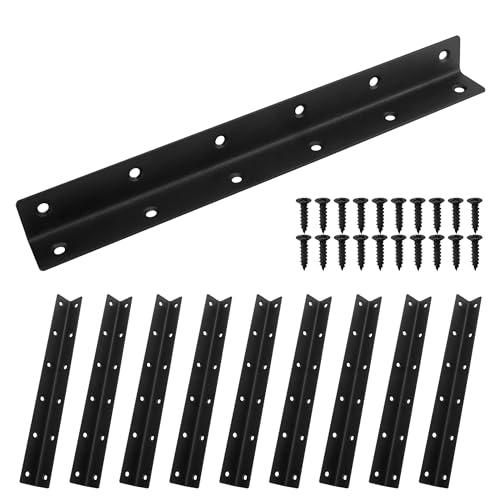 Redunest L Bracket, Heavy Duty Corner Brace, 10 Pack 10.8" Metal Shelf Bracket Angle Bracket for Shelves, Black Metal Braces for Wood,275mm Overall Length