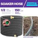150FT 1/2" Water-Saving Soaker Hose with Solid Brass Connectors, Drip Irrigation Kit for Lawn & Landscaping with Metal Ground Stake & Accessory Kit
