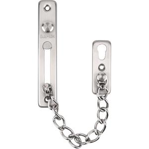 Heavy Duty Door Chain Lock - 304 Stainless Steel, Spring Loaded Pushbutton Latch, Child & Pet Proof, No-Drill Installation for Interior,Front,Hotel Doors (Brushed Silver)