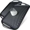 Large Nonslip Serving Tray with Handles, Silicone Grippy Dots Lap Food Trays for Eating, Dishwasher Safe Serve for Breakfast Dinner Snack Fruit Appetizers Beverage, Rectangular, Set of 2, Black