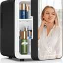 Makeup Fridge with LED Mirror - 4L Portable Cooler/Warmer, Black