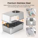Stainless Steel Litter Box with Lid, Enclosed Metal with High Sides, Large Cat Litter Box, Dog-Proof, Odor Control, Easy to Clean,Durable with Round Edge (Offset Opening)