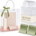 Dobafun Clear Gift Bags with Handles, 20 PCS Clear Goodie Bags with Ribbon, 20 Count