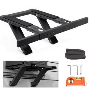Window AC Support Bracket, No-Drill No-Tool Air Conditioner Support Bracket Adjustable Wall Mount, Heavy Duty Steel Holds Up to 300lbs, Fits Single Or Double Hung Windows, Black