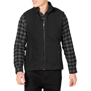 Amazon Essentials Men's Full-Zip Polar Fleece Vest, Black, Medium