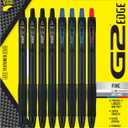 PILOT, G2 Edge Black, Blue and Red, Premium Gel Roller Pens, Sensory Writing Experience, 8ct box, Fine Point 0.7 mm (Assorted)