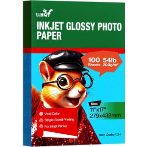 Uinkit 11x17 100 Sheets Photo Paper Glossy Inkjet 54lb Double Sided Print Poster Playbill Obituary Papers for Funerals Bulletin Gallery Show Photographic 11 x 17 Copy Printing A3 Value Packed