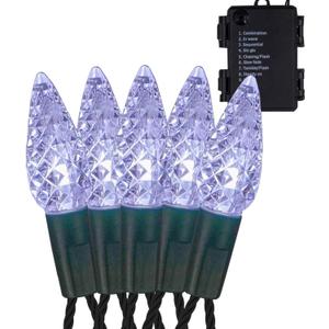 Twinkle Star C6 Christmas String Lights, 50 LED 17ft Battery Operated Fairy Lights with 8 Lighting Modes, Indoor Outdoor Waterproof Lights for Patio Garden Party Wedding X-mas Decoration, Cool White