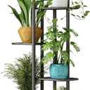LINZINAR Plant Stand Indoor Outdoor Metal 6 Tier 7 Potted Multiple Flower Pot Holder Shelf Planter Display Shelving Unit for Patio Garden Corner Balcony Living Room (6 Tier 7 Potted, Dark Grey)