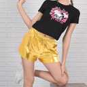 Girls Metallic Shorts Shiny Hot Pants for Dance Gymnastics Sparkly Shorts with Sunglasses (Gold)