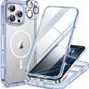 Miracase Magnetic for iPhone 16 Pro Case Full-Body Phone with Built-in Glass Screen Protector, [Compatible with MagSafe] Military Drop Proof 16 Pro Cover Bumper 6.3 inch, Clear Blue