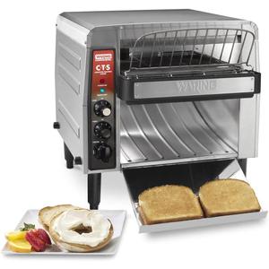 Waring Commercial CTS1000B Conveyer Toaster, 1000+ slices per hour, 208V, 2700W, 6-20 Phase Plug,Silver