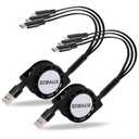 SDBAUX Multi Charging Cable,USB A to 3 in 1 Retractable IP/Type-C/Micro Port Fast Charger Cord for iPhone 16 15 14 13 12 Pro Max Mini,Galaxy S24/S23,Cell Phones Tablets Universal Use (2Pack/Black)