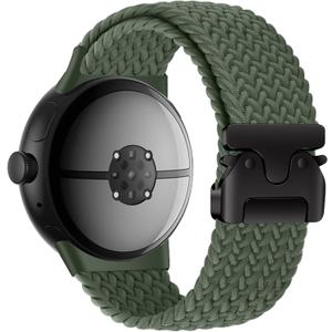 Yeahxing Band for Pixel Watch 4/3 45mm - Stretchy Nylon Braided Band for Google Pixel Watch 4 45mm 2025, Fit 6.8-10.2 inch Adjustable Wristband with Parachute Buckle for Men Women