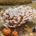 2 x Fake Mums Artificial Fall Flowers Fake Plants for Outdoors Autumn Decor, 12 Bundles White Silk Morning Glory with Eucalyptus Look Real UV Resistant Faux Flowers for Outside Planters Front Door Yard