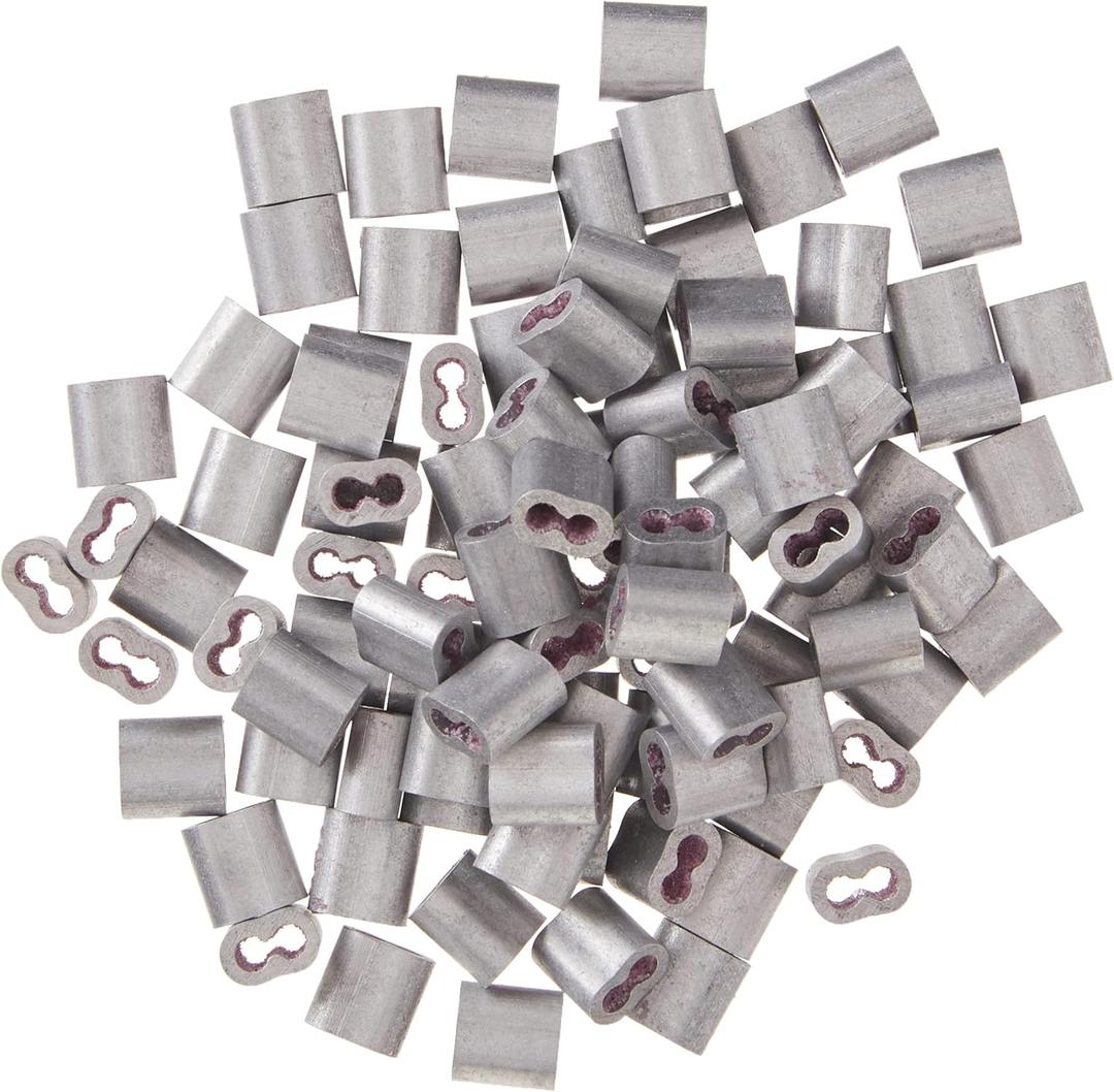 Barbed Wire Crimp Sleeves Gritted Crimping Sleeve 2-3 Silver Provides Superior Wire Gripping Quick Splice in Line Strainer Loops