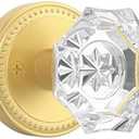 Asidrama 1 Pack Passage Gold Crystal Door Knob with Lock, Brush Gold Glass Door Knobs Interior for Bedroom or Bathroom, Heavy Duty Door Handle for Left Right Sided Doors