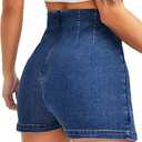 Floerns Women's Casual Split Hem High Waist Denim Skorts Skirt Shorts, A Blue, Medium