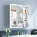 30x32 Inch Lighted Medicine Cabinet, AL Alloy Frame, Plug-in or Hardwired, Recessed or Wall Mount, Mirror Doors/3 Colors/Dimmable/Interior Sensor Light/Anti-Fog, 2 Outlets &USBs, 3 Shelves