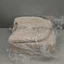 GREENSTELL Small Vanity Stool Chair with Storage and Folding Back, 13.4" x 15" x 30" Square Faux Fur Soft Ottoman, 4 Metal Legs with Anti-Slip Feet, Furry Padded Seat for Makeup, Bedroom, Camel