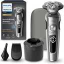 Philips Norelco Shaver Series 9000 Prestige Special Edition, Wet & Dry Electric Shaver, Lift/Cut & SenseIQ Technology, Nose & Precision Trimmer, Qi Pad, Cleaning Pod & Premium Case, SP9842/85 (S9000 Prestige Micro Precision + Clean Pod, Bright Chrome)