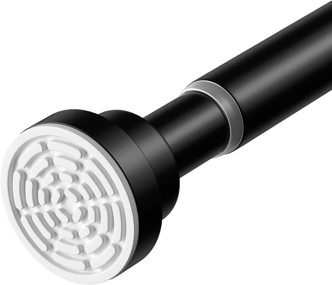 Tension Curtain Rods for Windows 31-77Inch Black Curtain Rod no Drilling Tension Rod Adjustable Curtain Spring Rods for Windows,Closets,Doorway