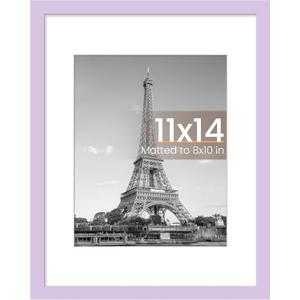 upsimples 11x14 Picture Frame, Display Pictures 8x10 with Mat or 11 x 14 Without, Wall Hanging Photo Frames, Purple, 1 Pack