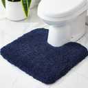 Disolla Toilet Mat 22x24 Navy - Non Slip Fluffy U-Shaped Contour Rug, Ultra-Soft Plush Toilet Floor Mat, Absorbent & Machine Washable