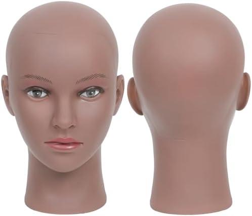 RUISIMEI Made of PVC Mannequin Head Bald Afro Female Cosmetology Manikin Head for Wigs Making Wig Display Hat Display Glasses Display Hairdressing Training Head Doll Head with Clamp