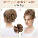 Claw Clip Short Ponytail Messy Bun Hair Piece Bendable Hair Branch Extensions Fluffy Wavy Curly Synthetic Versatile Coffee Brown Hairpieces