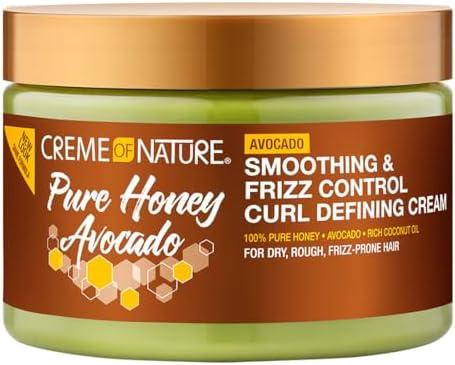 Pack of 2 Creme of Nature Pure Honey Define Hair Food Smoothing & Frizz Control Curl Defining Cream, Defines & Softens Natural Curls, With Avocado Oil, Pure Honey & Coconut Oil, No Crunch Styling, 11.5 oz