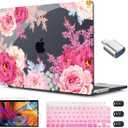 CISSOOK Laptop Cover, Hard Shell Case with Keyboard Cover for MacBook Air 13.6 inch M3 A3113 & M2 A2681, Gorgeous Flowers