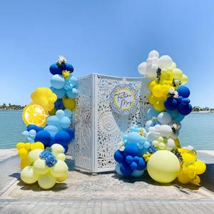 Blue Yellow Balloon Garland Arch Kit 136 Pcs Royal with Lemon Foil Balloons for amalfi last toast on the coast Bachelorette Bridal Shower Decorations Main Squeeze Party Supplies (Blue Yellow)