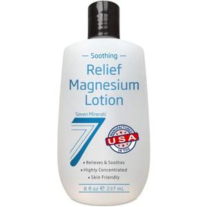 Seven Minerals Magnesium Lotion for Sleep, Soothing Relief & Relaxation - Highly Concentrated Magnesium for Better Sleep, Feet & Joint Care. Non-Greasy Lotion with Skin Friendly Ingredients - 8 fl oz